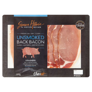 8 Unsmoked Back Bacon Rashers 220g