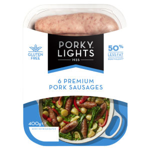 Porky Lights 6 Premium British Low Fat Pork Sausages 400G