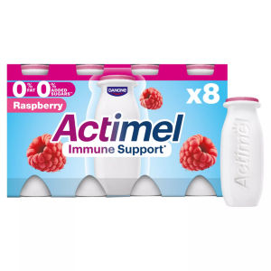 Actimel Raspberry Fat Free Immunity Live Yoghurt Drink Multipack 8X100g