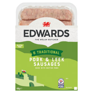 The Welsh Butcher 6 Traditional Pork & Welsh Leek Sausages 400g