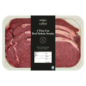 4 Thin Cut Beef Sirloin Steaks