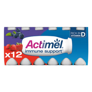 Actimel Immune Support Yogurt Drink - Strawberry & Blueberry 12 x 100g