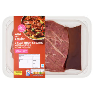 Tender 2 Flat Iron Steaks with a Miso & Honey Glaze