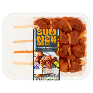 Summer Grill by  4 Chorizo & Chicken Kebabs 320g