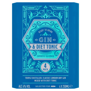 Gin and Diet Tonic 4 x 250ml