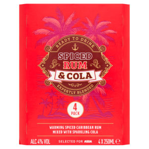 Asda Spiced Rum and Cola 4 x 250ml