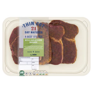 Thin Cut 4 Beef Steaks with a Garlic & Herb Marinade 400g