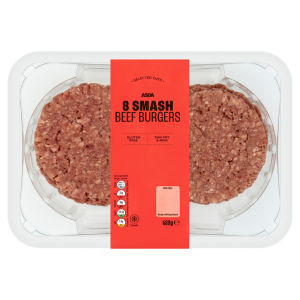 8 Flavoursome Smash Beef Burgers 680g