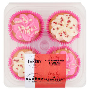 4 Strawberry & Cream Cupcakes
