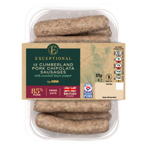 12 Cumberland Pork Chipolata Sausages with Cracked Black Pepper 375g