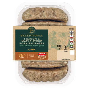 6 Bacon & Maple Syrup Pork Sausages 400g