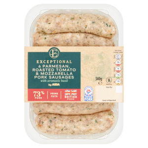 Exceptional by  6 Parmesan Roasted Tomato & Mozzarella Pork Sausages 340g