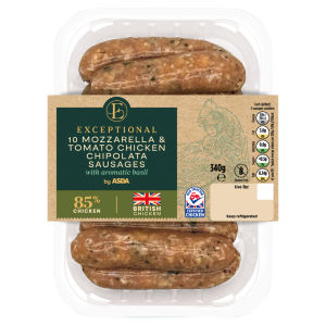 Exceptional 10 Mozzarella & Tomato Chicken Chipolata Sausages 340g