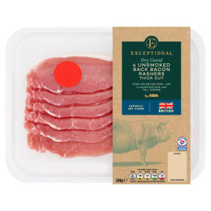 6 Unsmoked Back Bacon Rashers Thick Cut 240g