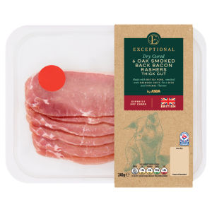 6 Oak Smoked Back Bacon Rashers Thick Cut 240g