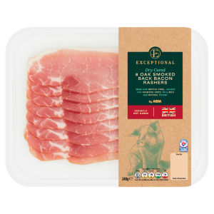 8 Dry Cured Oak Smoked Back Bacon Rashers 240g