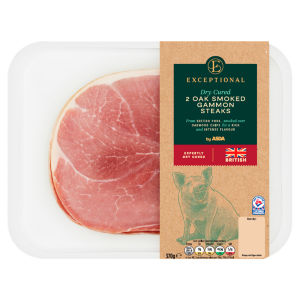 Dry Cured 2 Oak Smoked Gammon Steaks 370g