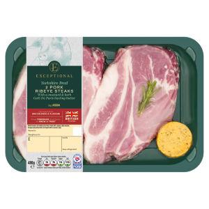 Exceptional Yorkshire Bred 2 Pork Ribeye Steaks 480g