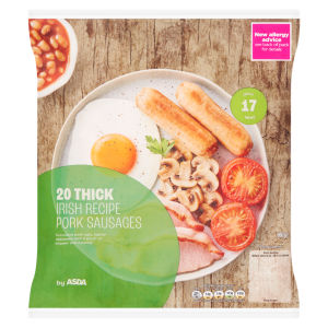 20 Thick Irish Recipe Pork Sausages 907g