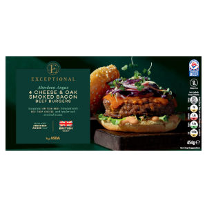 4 Aberdeen Angus Cheese & Oak Smoked Bacon Beef Burgers 454g