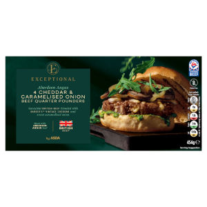 4 Aberdeen Angus Cheddar & Caramelised Onion Beef Quarter Pounders 454g