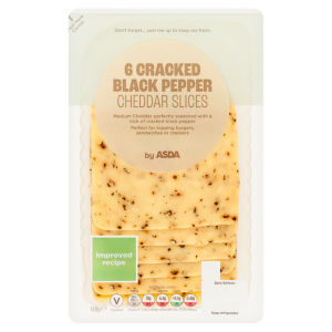 6 Cracked Black Pepper Cheddar Slices 180g