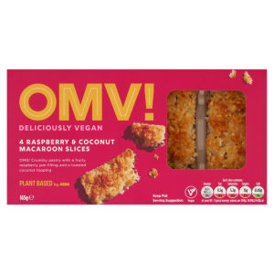 Plant Based by  OMV! 4 Raspberry & Coconut Macaroon Slices 165g