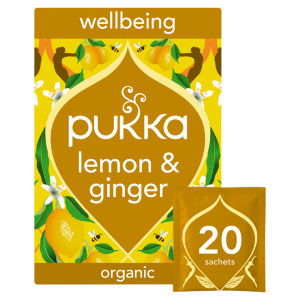 Pukka Organic Lemon Ginger And a Touch of Manuka Honey 20 Herbal Tea Sachets 34g