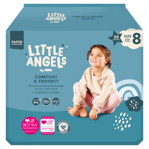 Little Angels by  Comfort & Protect Size 6 13-18kg 29-40lbs 30 Nappies
