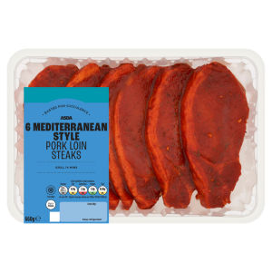 Warming 6 Mediterranean Style Pork Loin Sizzle Steaks 600g