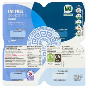 Fat Free Greek Style Yogurts 500g (4 x 125g)
