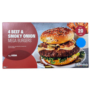 4 Beef & Smoky Onion Mega Burgers 680g