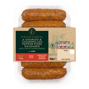6 Chorizo & Chargrilled Pepper Pork Sausages 360g
