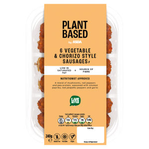 6 Vegetable & Chorizo Style Sausages 240g