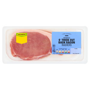 Flavoursome 6 Thick Cut Smoked Back Bacon Rashers 300g