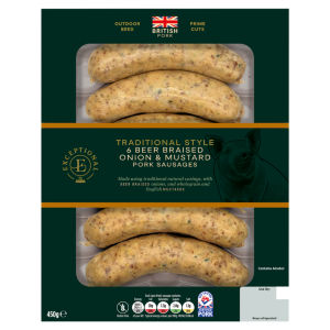 6 Traditional Style Cheddar Cheese & Caramelised Red Onion Pork Sausages 450g