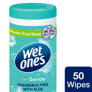 Wet Ones Be Gentle Fragrance Free with Aloe Antibacterial Hand Wipes x50