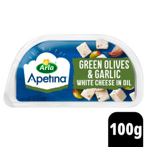 Green Olives & Garlic White Cheese Cubes 100g