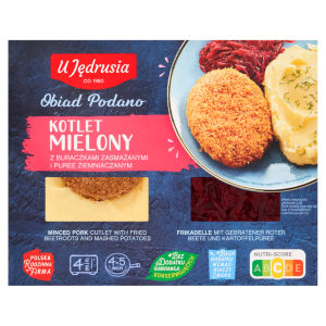 Minced Pork Cutlet with Fried Beetroots and Mashed Potatoes 400g