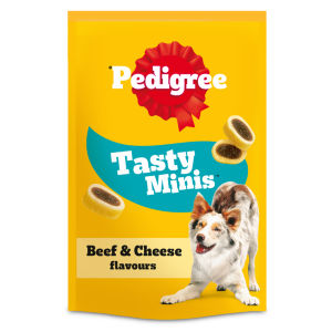 Pedigree Tasty Minis Adult Dog Treats Cheese & Beef Nibbles 140g