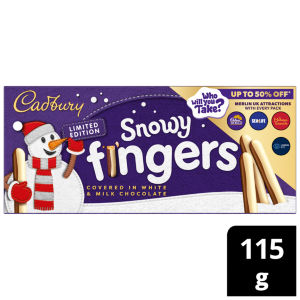 Fingers Snowy Milk & White Chocolate Chocolate coated biscuits tray 115 g
