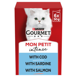 Gourmet Mon Petit Fish Variety Cod, Sardine & Salmon Wet Cat Food 6 x 50g