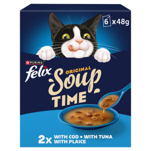 FELIX Soup Fish Selection Plaice, Tuna and Cod Wet Cat Food6x48g