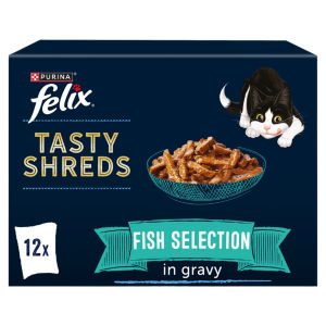 Tasty Shreds Fish Selection in Gravy Wet Cat Food 12x80g