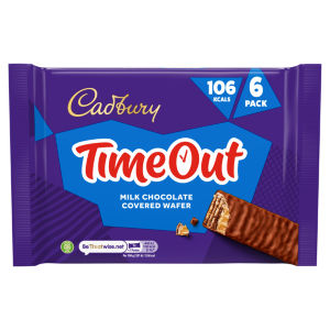 Timeout Wafer Chocolate Bar 6 Pack Multipack, 121.2g