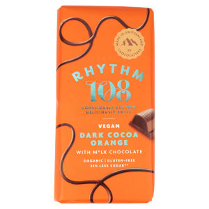 Rhythm 108 Swiss Vegan Dark Cocoa Orange Bar with M'lk Chocolate