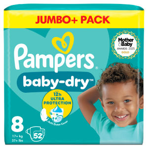 Pampers Baby Dry Size 8 Jumbo+ 52 Nappies