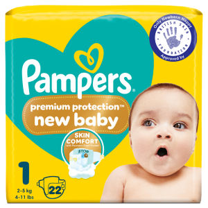 Premium Protection New Baby Size 1, 22 Nappies, 2kg-5kg, Carry Pack