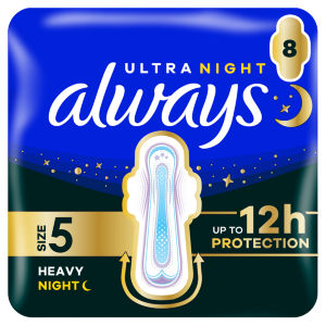 Ultra Sanitary Towels Heavy Flow Night (Size 5) Wings 8 Pads