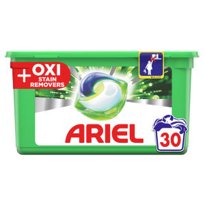 All-in-1 Pods +OXI Stain Removers Effect Washing Liquid Capsules, 30 Washes